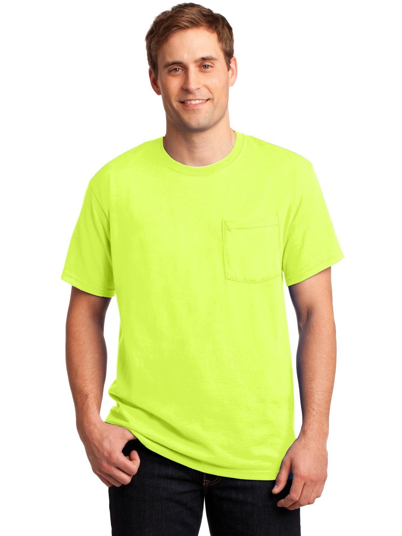 no-logo Jerzees Dri-Power Active 50/50 Cotton/Poly Pocket T-Shirt-Regular-Jerzees-Thread Logic