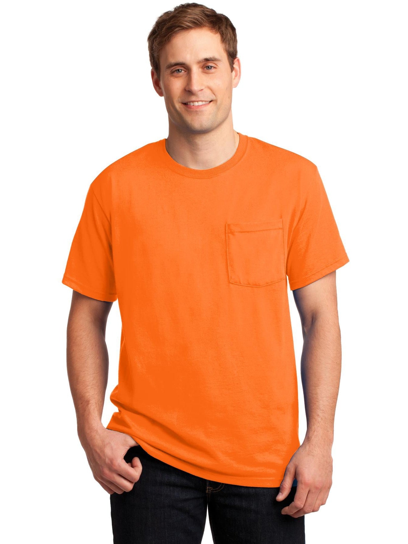 no-logo Jerzees Dri-Power Active 50/50 Cotton/Poly Pocket T-Shirt-Regular-Jerzees-Thread Logic