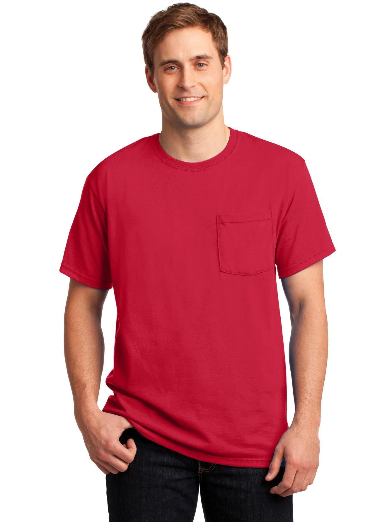 no-logo Jerzees Dri-Power Active 50/50 Cotton/Poly Pocket T-Shirt-Regular-Jerzees-Thread Logic