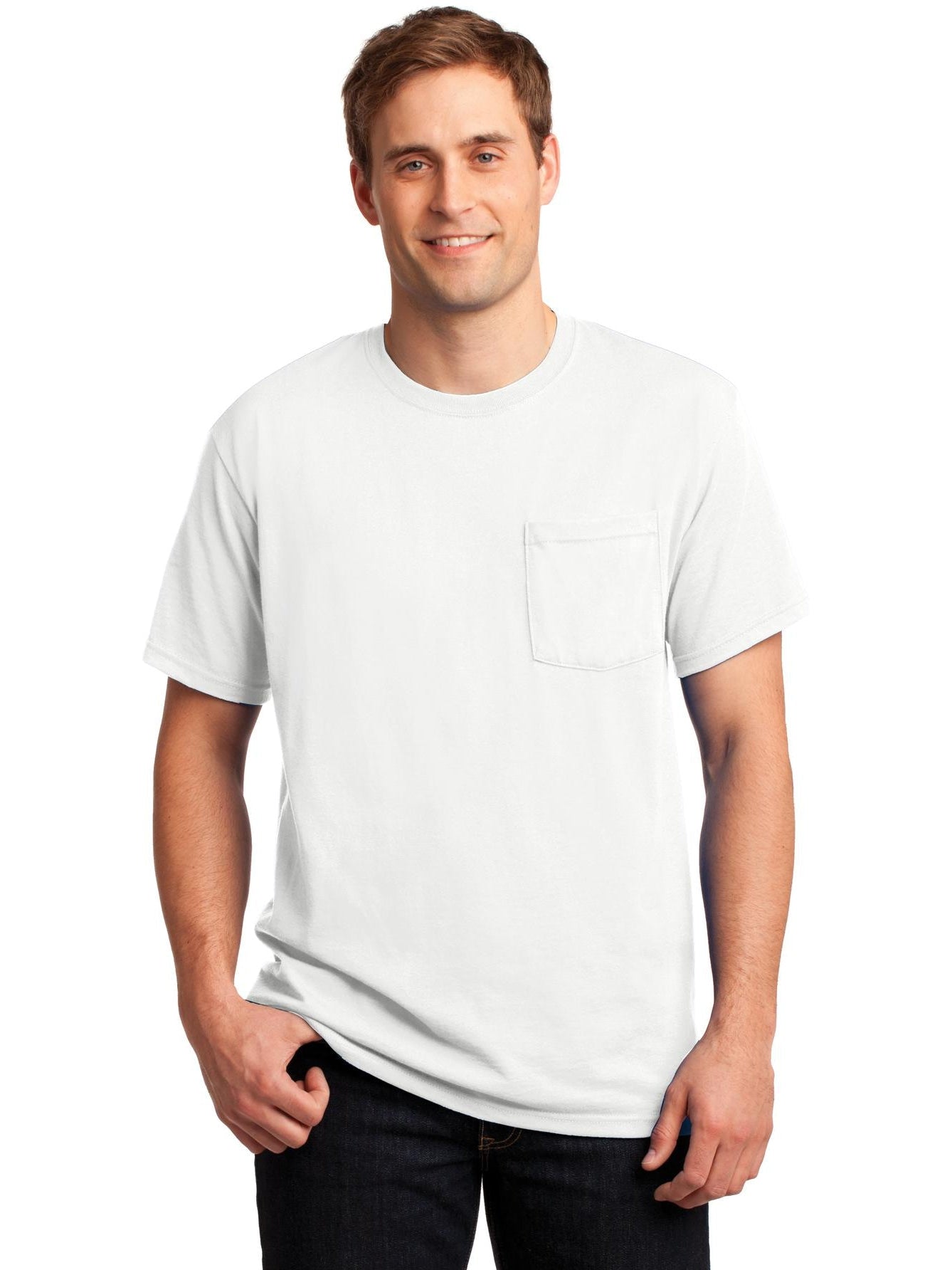 no-logo Jerzees Dri-Power Active 50/50 Cotton/Poly Pocket T-Shirt-Regular-Jerzees-Thread Logic