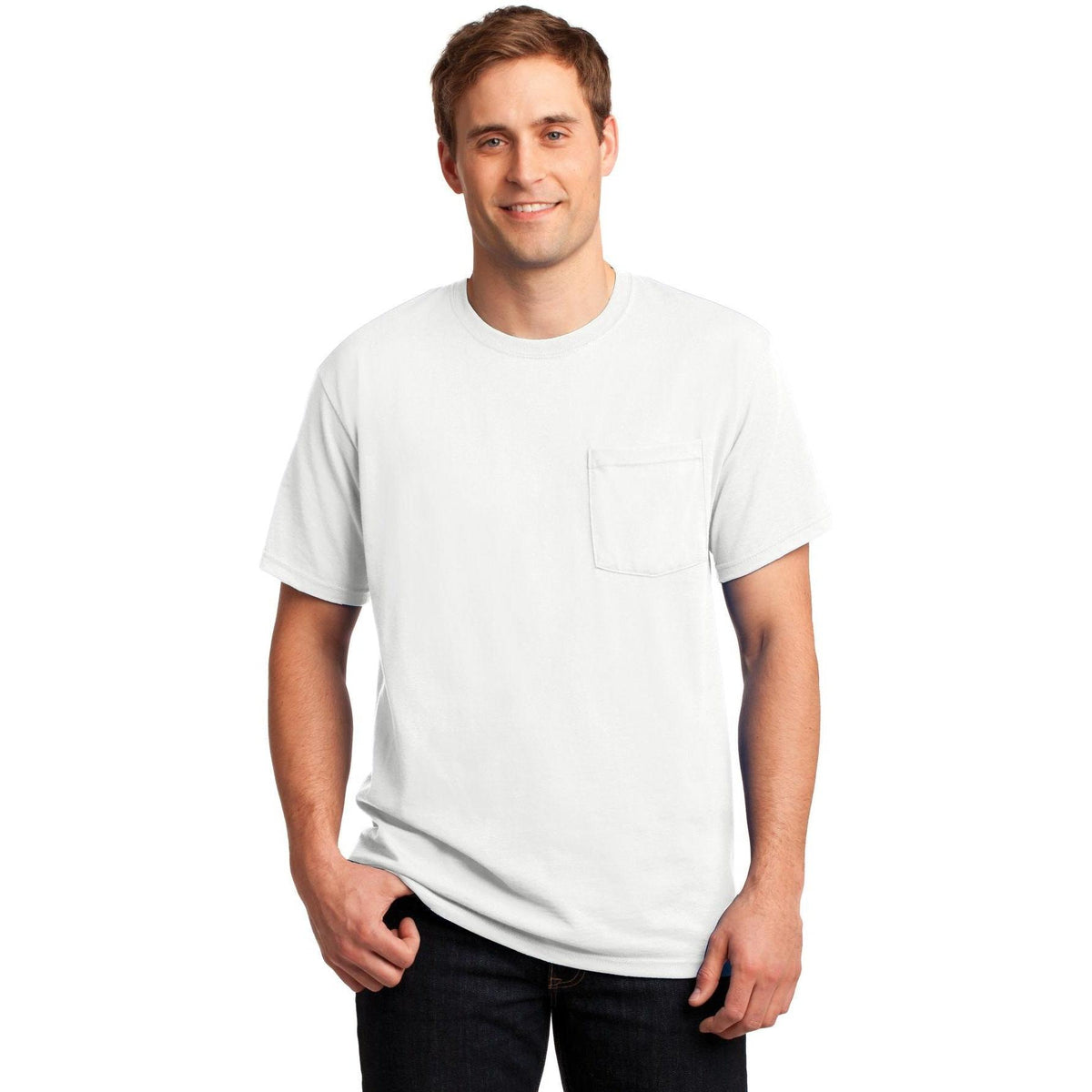 no-logo Jerzees Dri-Power Active 50/50 Cotton/Poly Pocket T-Shirt-Regular-Jerzees-Thread Logic