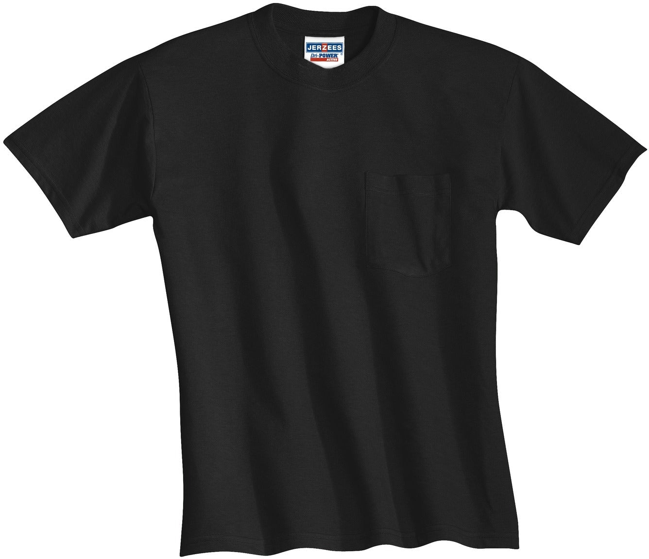 no-logo Jerzees Dri-Power Active 50/50 Cotton/Poly Pocket T-Shirt-Regular-Jerzees-Black-S-Thread Logic