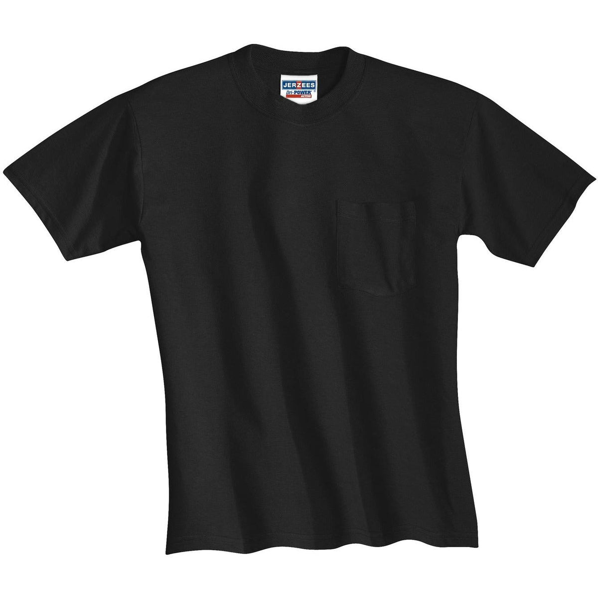 no-logo Jerzees Dri-Power Active 50/50 Cotton/Poly Pocket T-Shirt-Regular-Jerzees-Black-S-Thread Logic