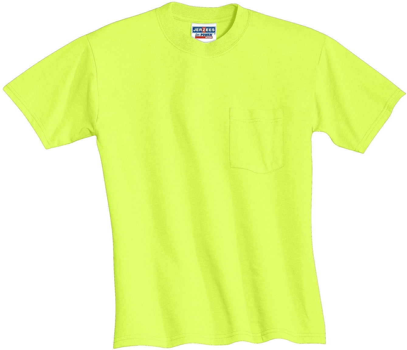 no-logo Jerzees Dri-Power Active 50/50 Cotton/Poly Pocket T-Shirt-Regular-Jerzees-Safety Green-S-Thread Logic