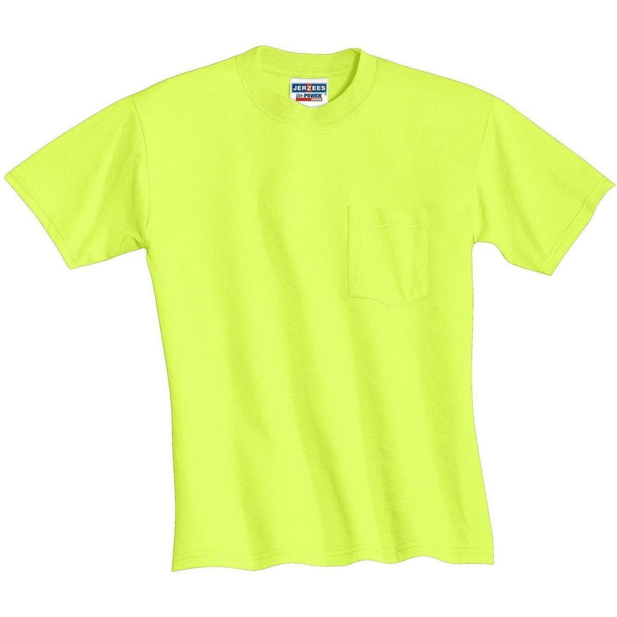 no-logo Jerzees Dri-Power Active 50/50 Cotton/Poly Pocket T-Shirt-Regular-Jerzees-Safety Green-S-Thread Logic