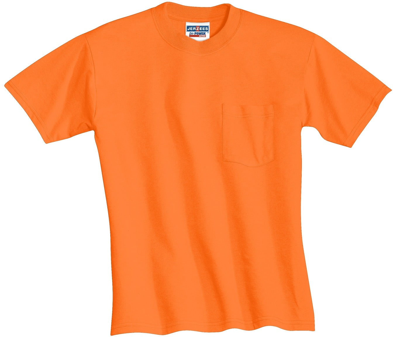 no-logo Jerzees Dri-Power Active 50/50 Cotton/Poly Pocket T-Shirt-Regular-Jerzees-Safety Orange-S-Thread Logic