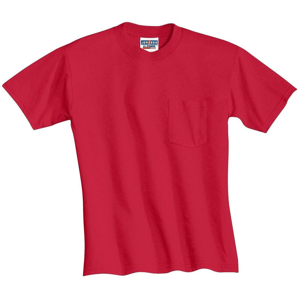 no-logo Jerzees Dri-Power Active 50/50 Cotton/Poly Pocket T-Shirt-Regular-Jerzees-True Red-S-Thread Logic