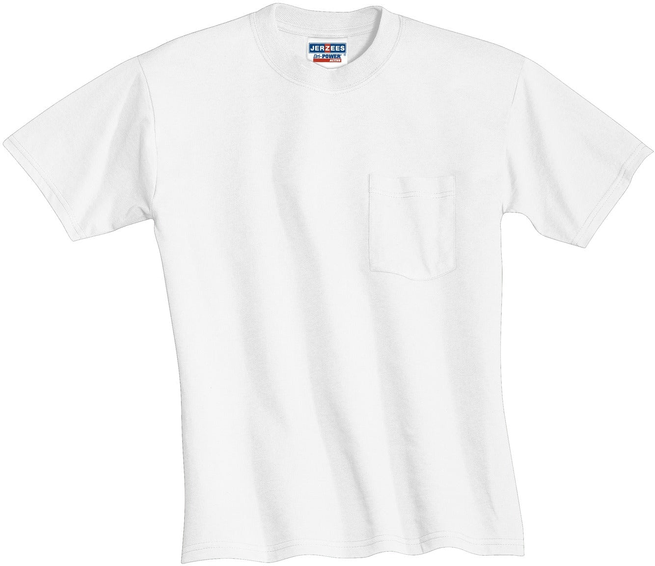 no-logo Jerzees Dri-Power Active 50/50 Cotton/Poly Pocket T-Shirt-Regular-Jerzees-White-S-Thread Logic