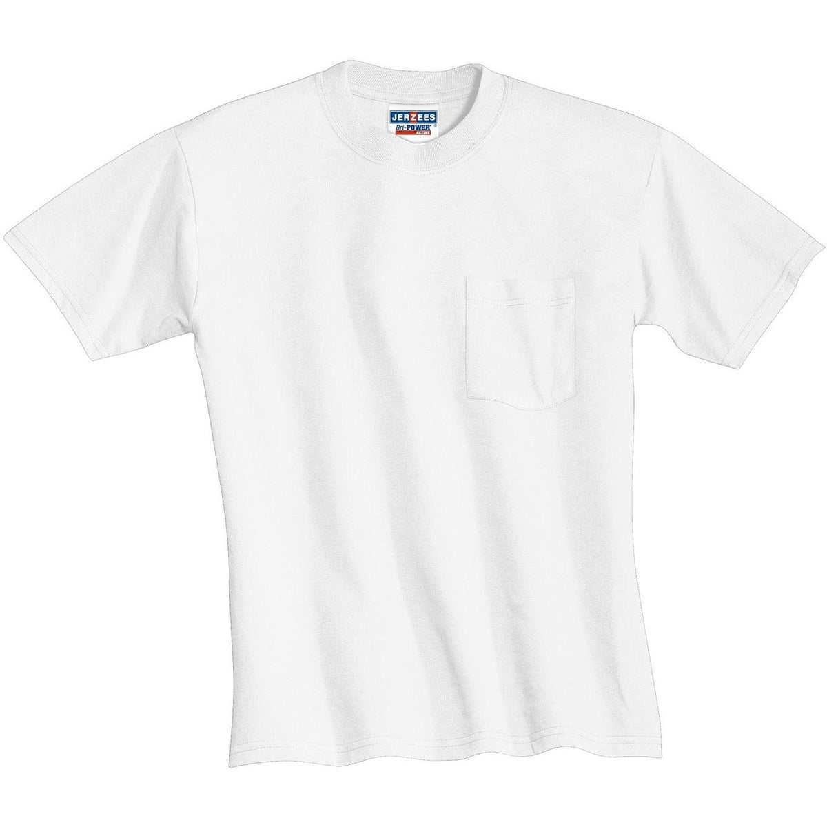 no-logo Jerzees Dri-Power Active 50/50 Cotton/Poly Pocket T-Shirt-Regular-Jerzees-White-S-Thread Logic