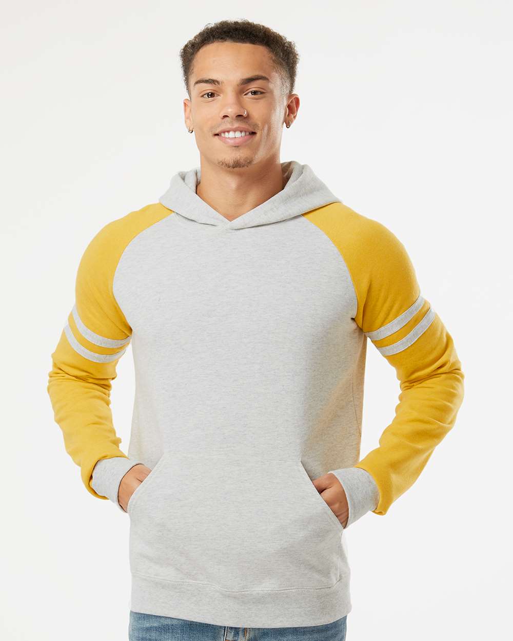 no-logo Jerzees Nublend® Varsity Colorblocked Raglan Hooded Sweatshirt-Fleece-JERZEES-Thread Logic