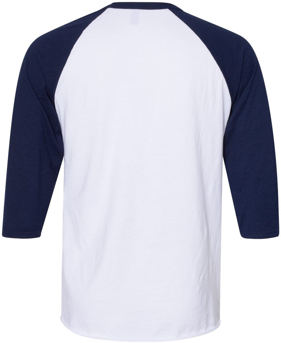 no-logo Jerzees Premium Blend Ringspun Three-Quarter Sleeve Raglan Baseball T-Shirt-T-Shirts-JERZEES-Thread Logic