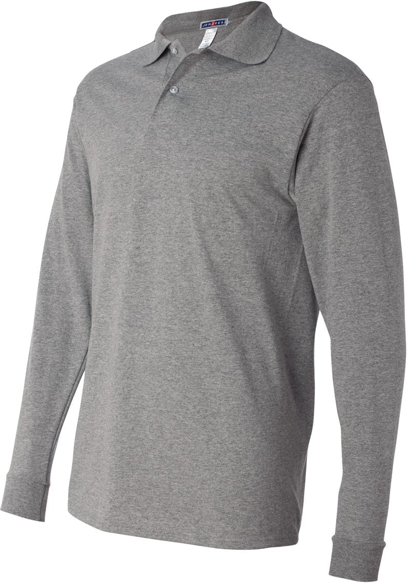 no-logo Jerzees SpotShield™ 50/50 Long Sleeve Polo-Sport Shirts-JERZEES-Thread Logic