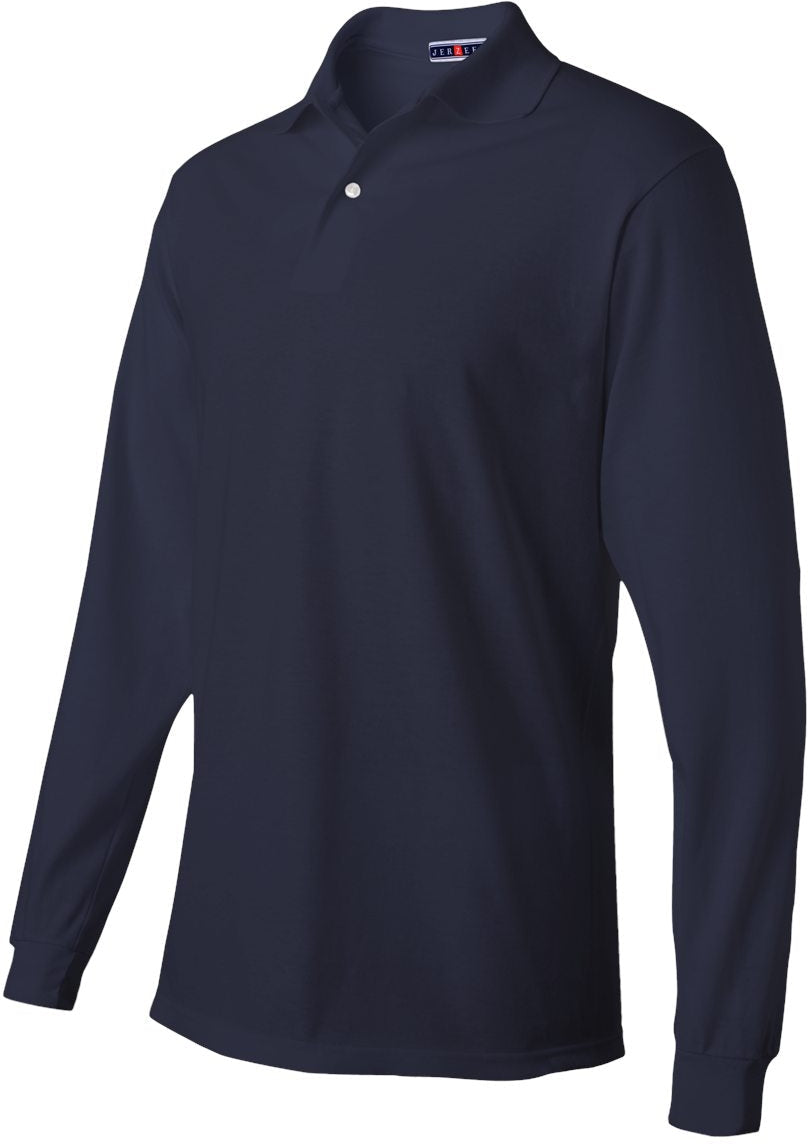 no-logo Jerzees SpotShield™ 50/50 Long Sleeve Polo-Sport Shirts-JERZEES-Thread Logic