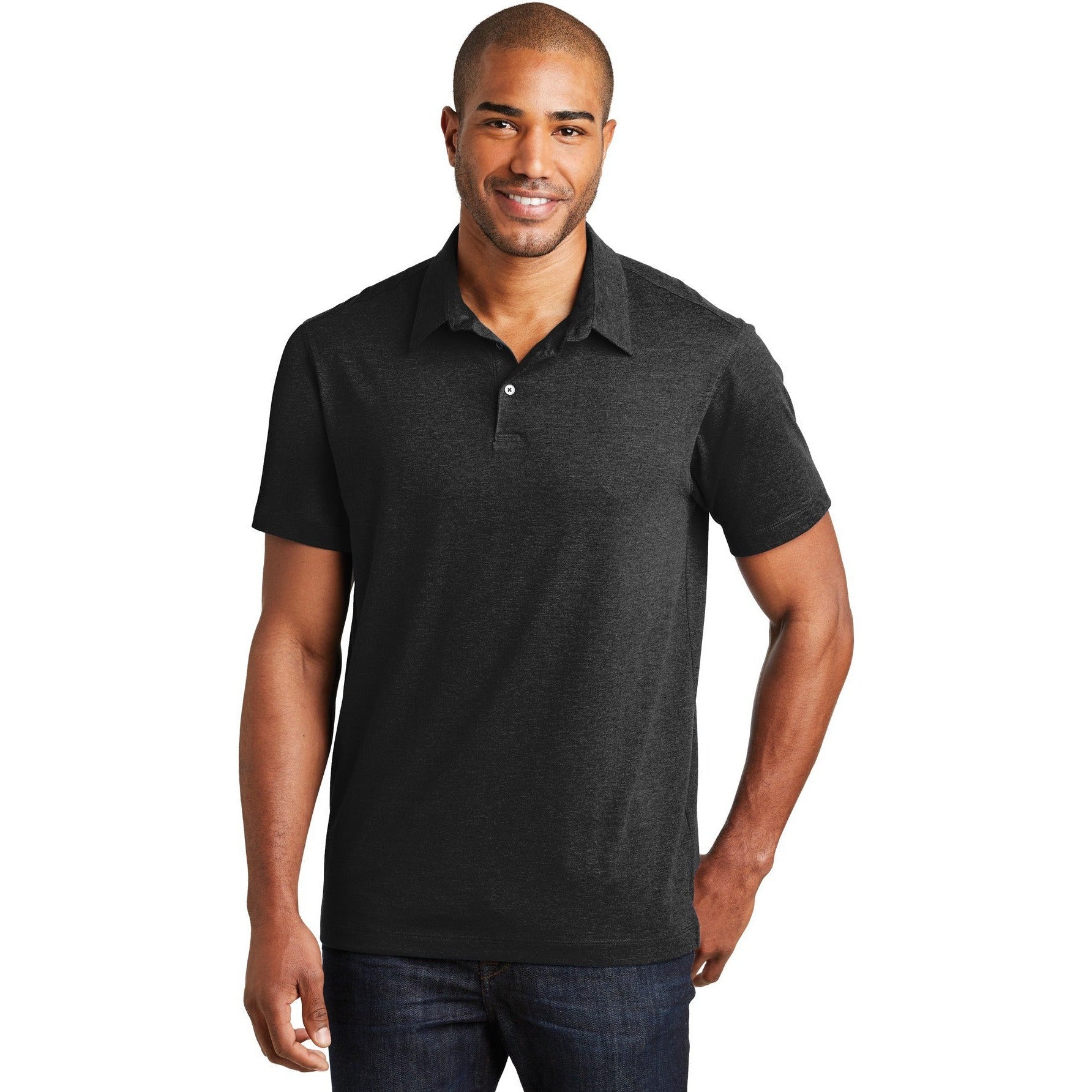 no-logo CLOSEOUT - Port Authority Meridian Cotton Blend Polo-Port Authority-Black-XS-Thread Logic