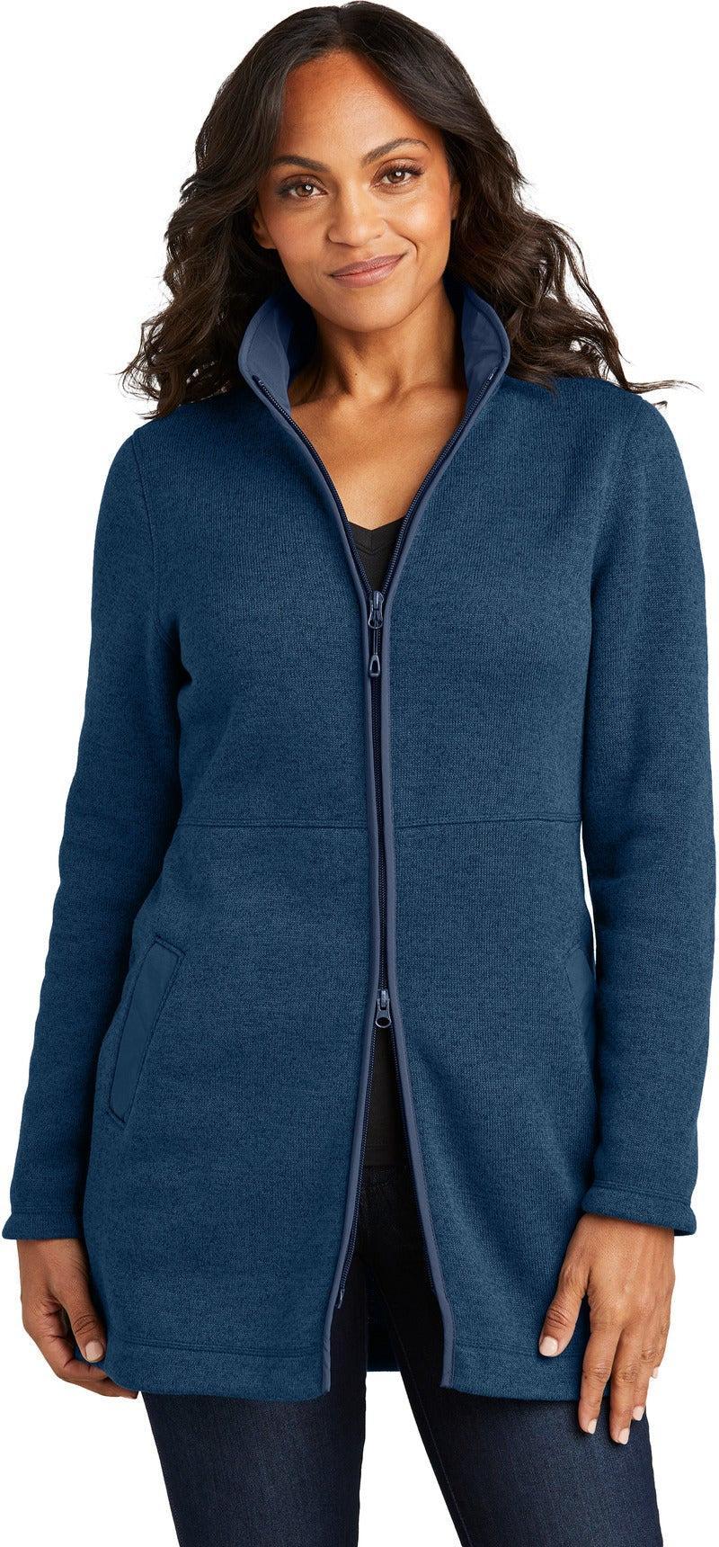 no-logo Port Authority Ladies Arc Sweater Fleece Long Jacket-Port Authority-Thread Logic