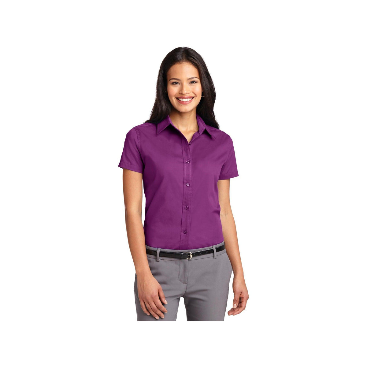 no-logo Port Authority Ladies Short Sleeve Easy Care Shirt-Port Authority-Deep Berry-XS-Thread Logic
