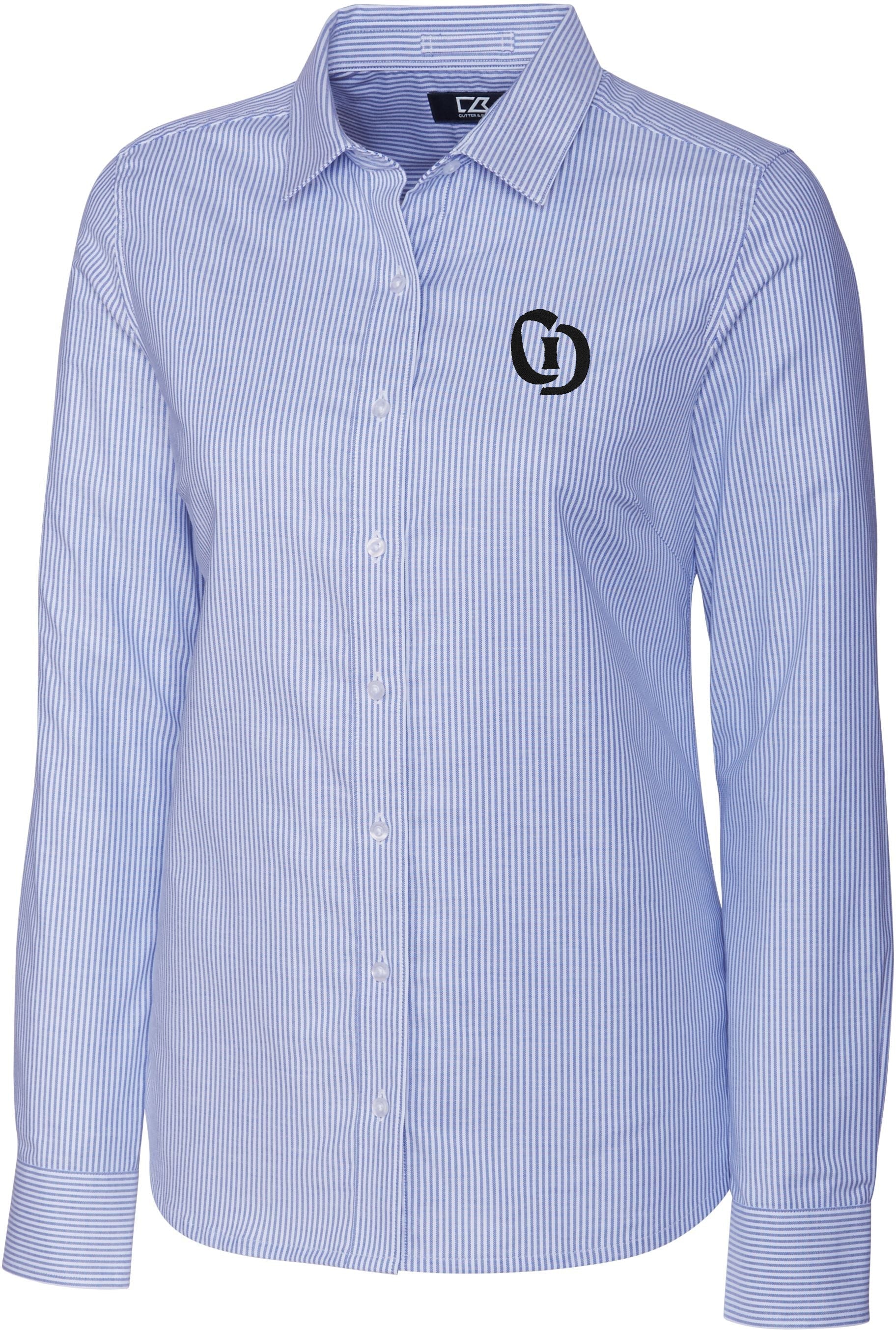 Cutter & Buck Stretch Oxford Stripe Womens Long Sleeve Dress Shirt
