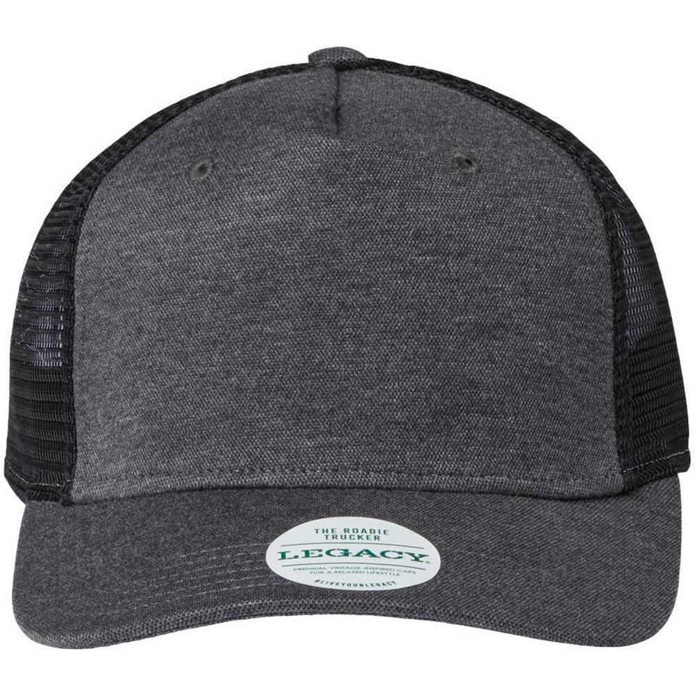 no-logo LEGACY Five-Panel Trucker Cap-Apparel-LEGACY-Black/ Black-Adjustable-Thread Logic