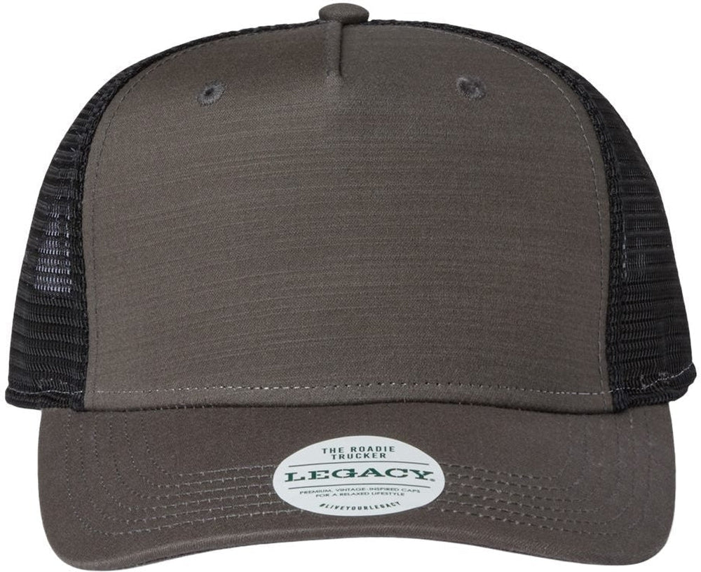 LEGACY Five-Panel Trucker Cap-Apparel-LEGACY-Charcoal Slub/ Black-Adjustable-Thread Logic
