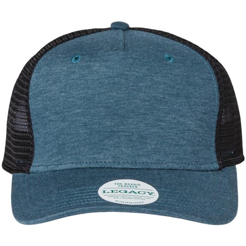 no-logo LEGACY Five-Panel Trucker Cap-Apparel-LEGACY-Marine Blue/ Black-Adjustable-Thread Logic