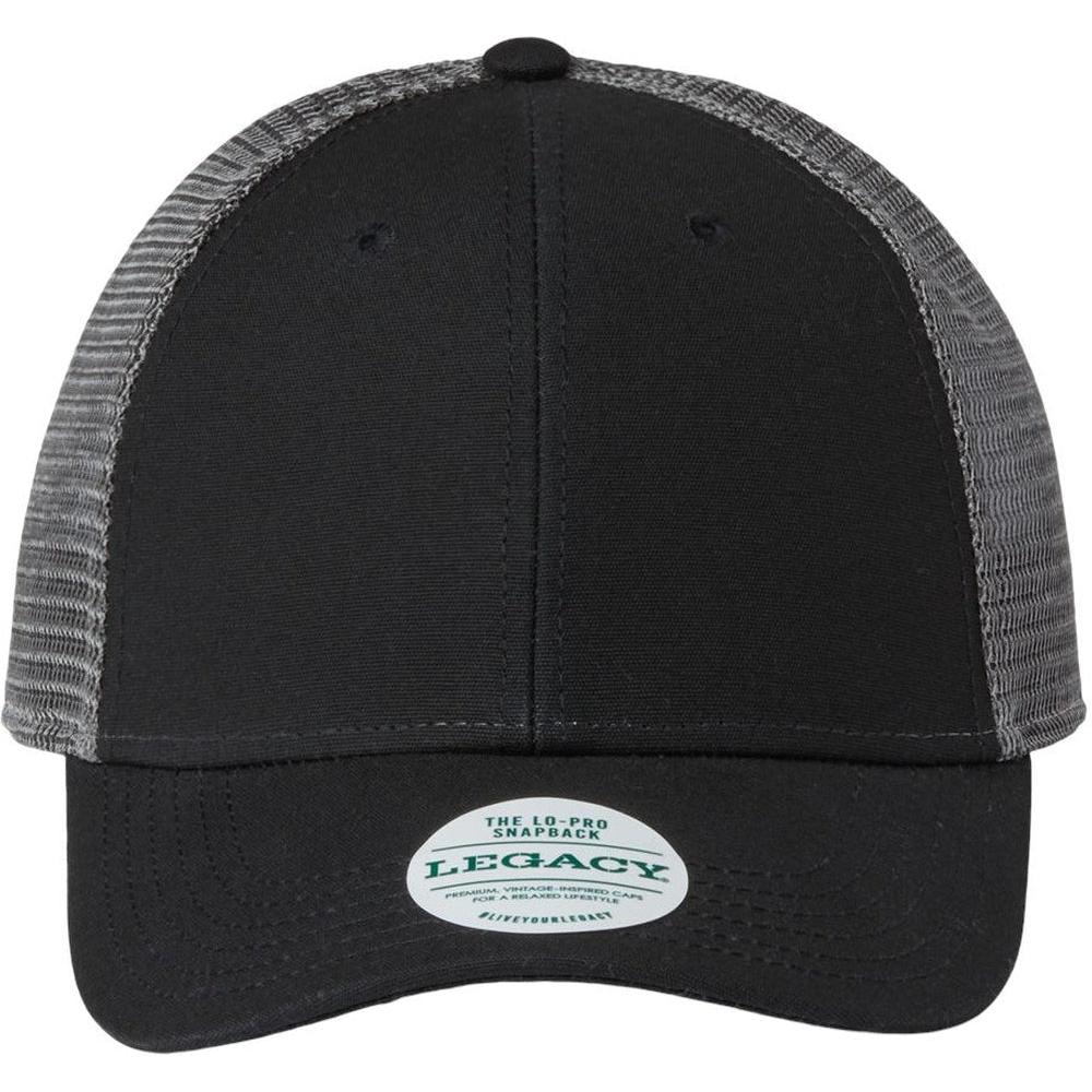 no-logo LEGACY Lo-Pro Snapback Trucker Cap-Apparel-LEGACY-Black/ Dark Grey-Adjustable-Thread Logic