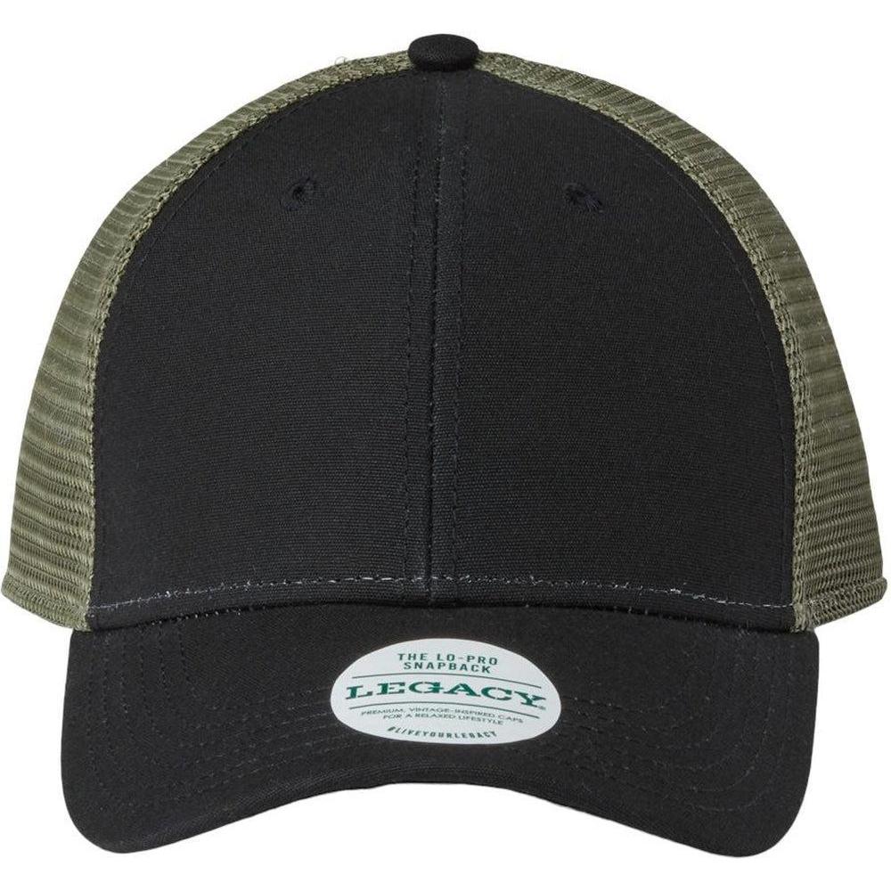 no-logo LEGACY Lo-Pro Snapback Trucker Cap-Apparel-LEGACY-Black/ Light Olive-Adjustable-Thread Logic