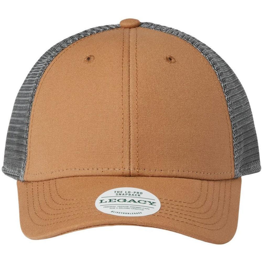 no-logo LEGACY Lo-Pro Snapback Trucker Cap-Apparel-LEGACY-Caramel/ Dark Grey-Adjustable-Thread Logic