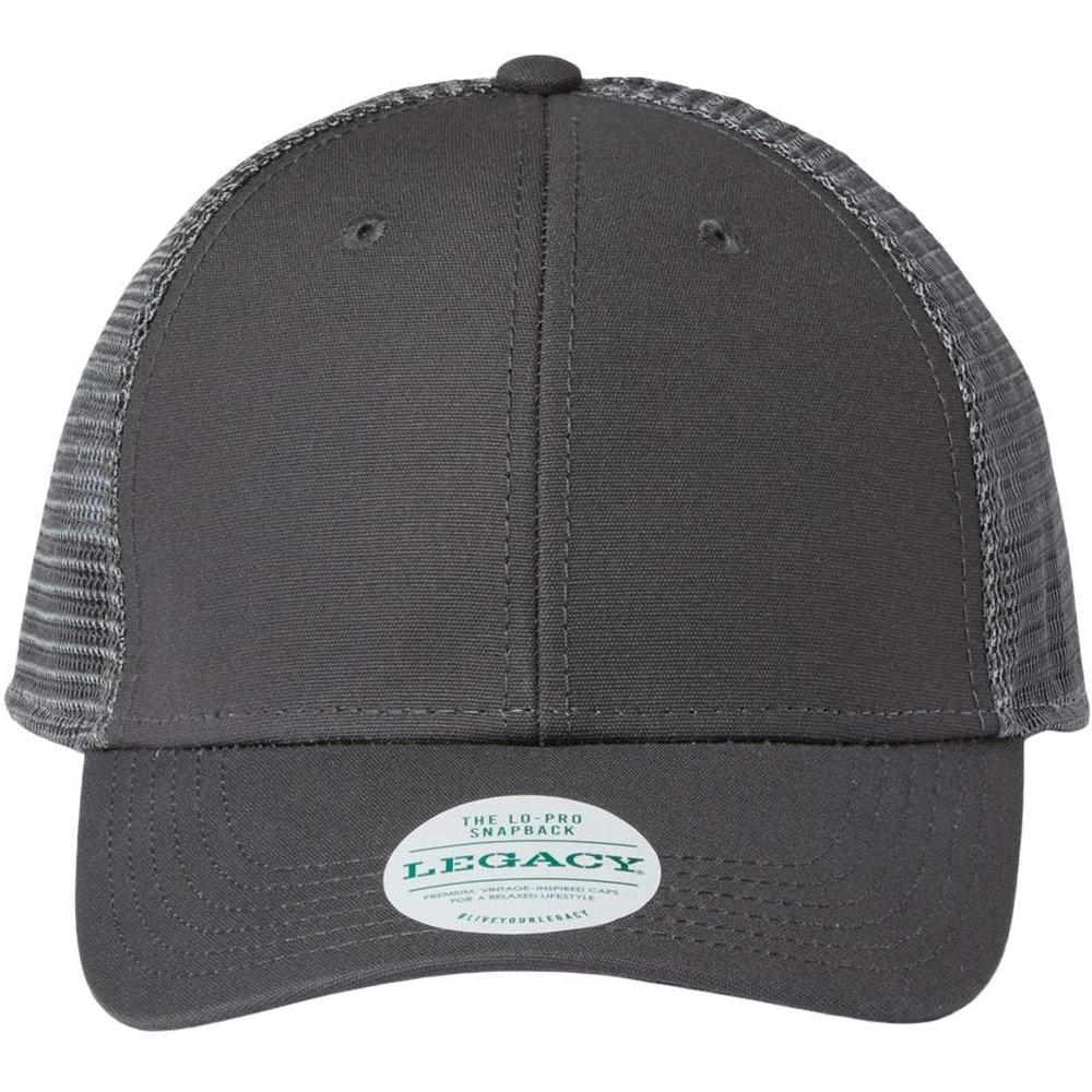 no-logo LEGACY Lo-Pro Snapback Trucker Cap-Apparel-LEGACY-Dark Grey/ Dark Grey-Adjustable-Thread Logic