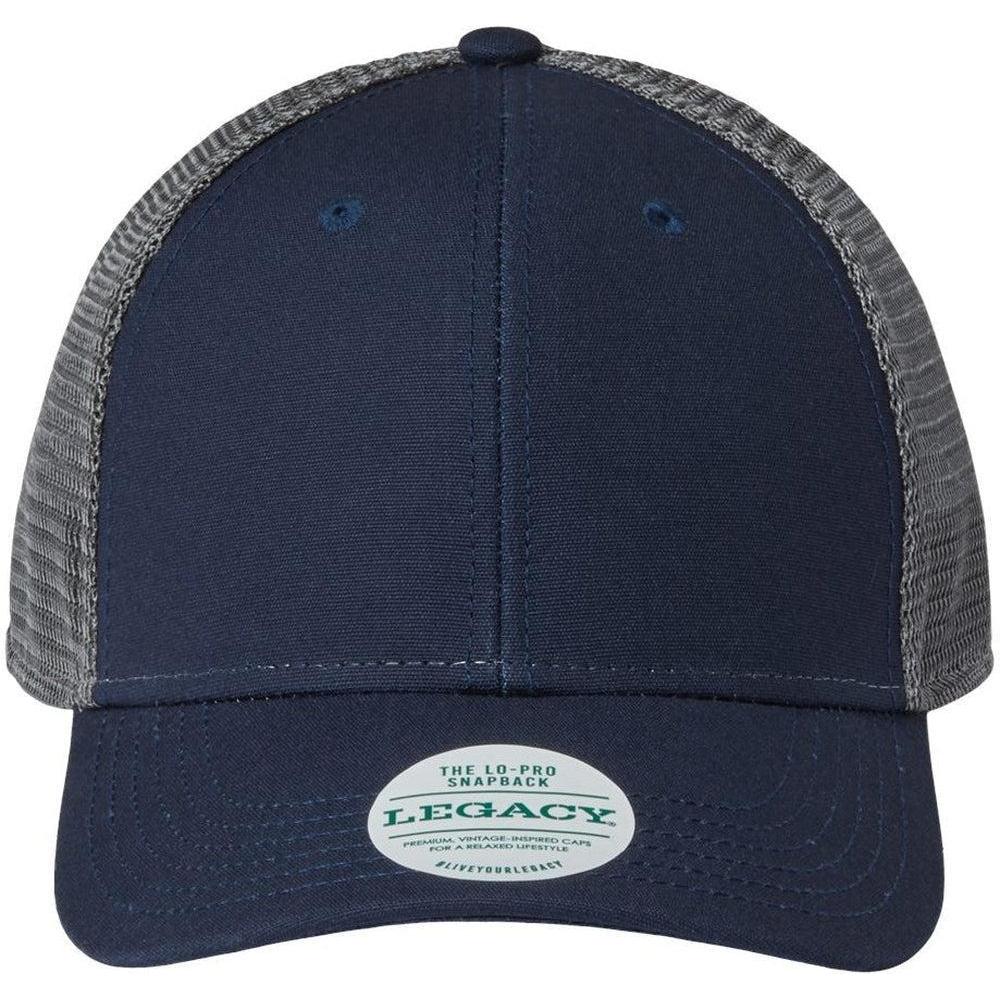 no-logo LEGACY Lo-Pro Snapback Trucker Cap-Apparel-LEGACY-Navy/ Dark Grey-Adjustable-Thread Logic