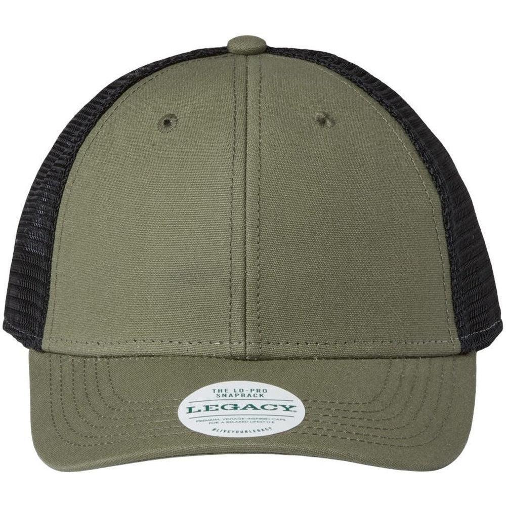 no-logo LEGACY Lo-Pro Snapback Trucker Cap-Apparel-LEGACY-Olive/ Black-Adjustable-Thread Logic