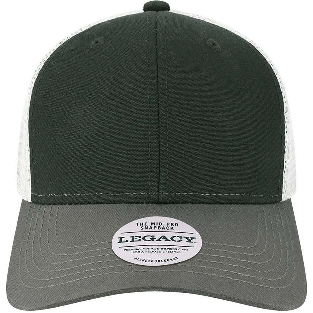 no-logo LEGACY Mid-Pro Snapback Trucker Cap-Apparel-LEGACY-Black/ Dark Grey/ Silver-Adjustable-Thread Logic