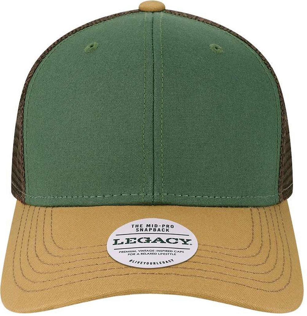 LEGACY Mid-Pro Snapback Trucker Cap-Apparel-LEGACY-Dark Green/ Camel/ Brown-Adjustable-Thread Logic
