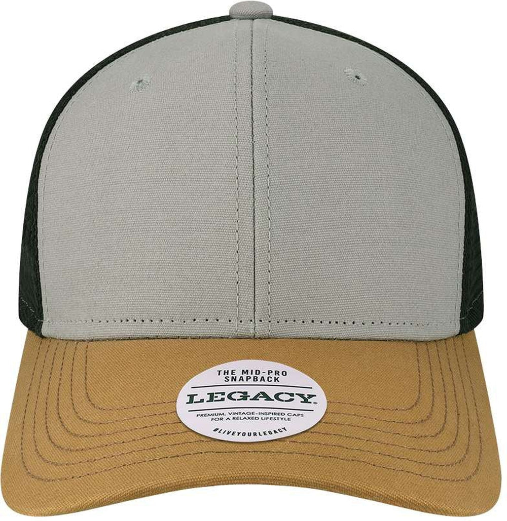 LEGACY Mid-Pro Snapback Trucker Cap-Apparel-LEGACY-Grey/ Caramel/ Black-Adjustable-Thread Logic