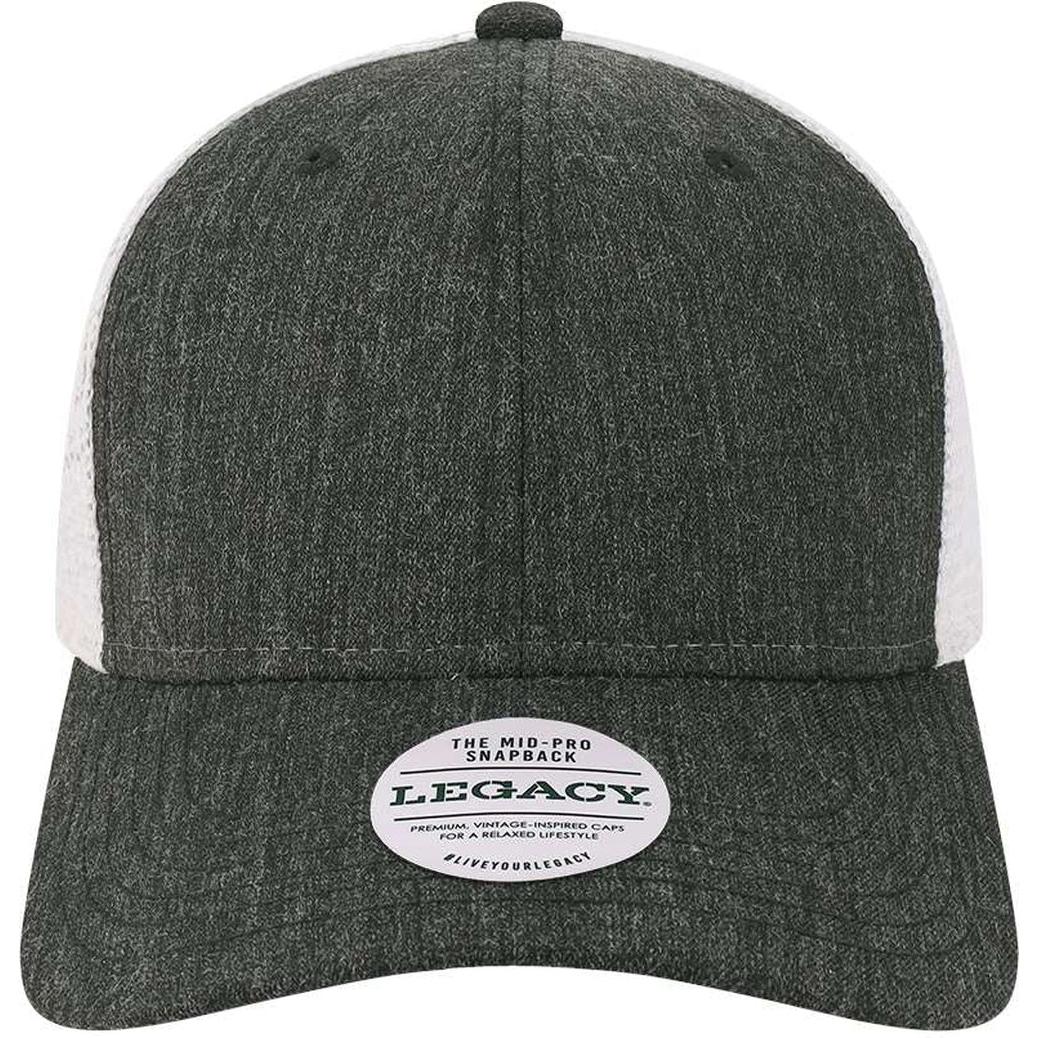 no-logo LEGACY Mid-Pro Snapback Trucker Cap-Apparel-LEGACY-Melange Black/ White-Adjustable-Thread Logic
