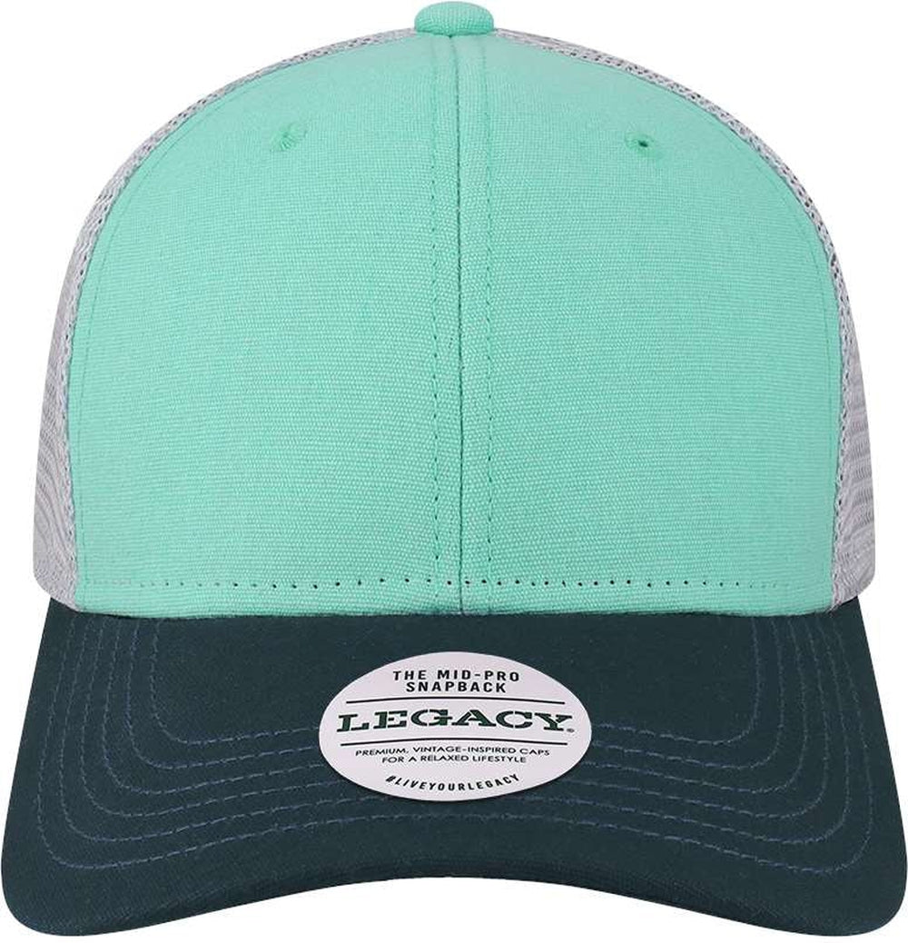 LEGACY Mid-Pro Snapback Trucker Cap-Apparel-LEGACY-Mint/ Navy/ Silver-Adjustable-Thread Logic