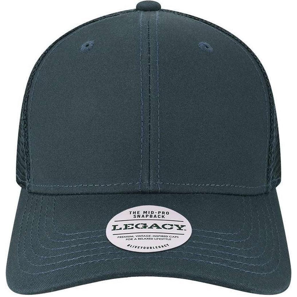 no-logo LEGACY Mid-Pro Snapback Trucker Cap-Apparel-LEGACY-Navy/ Navy-Adjustable-Thread Logic
