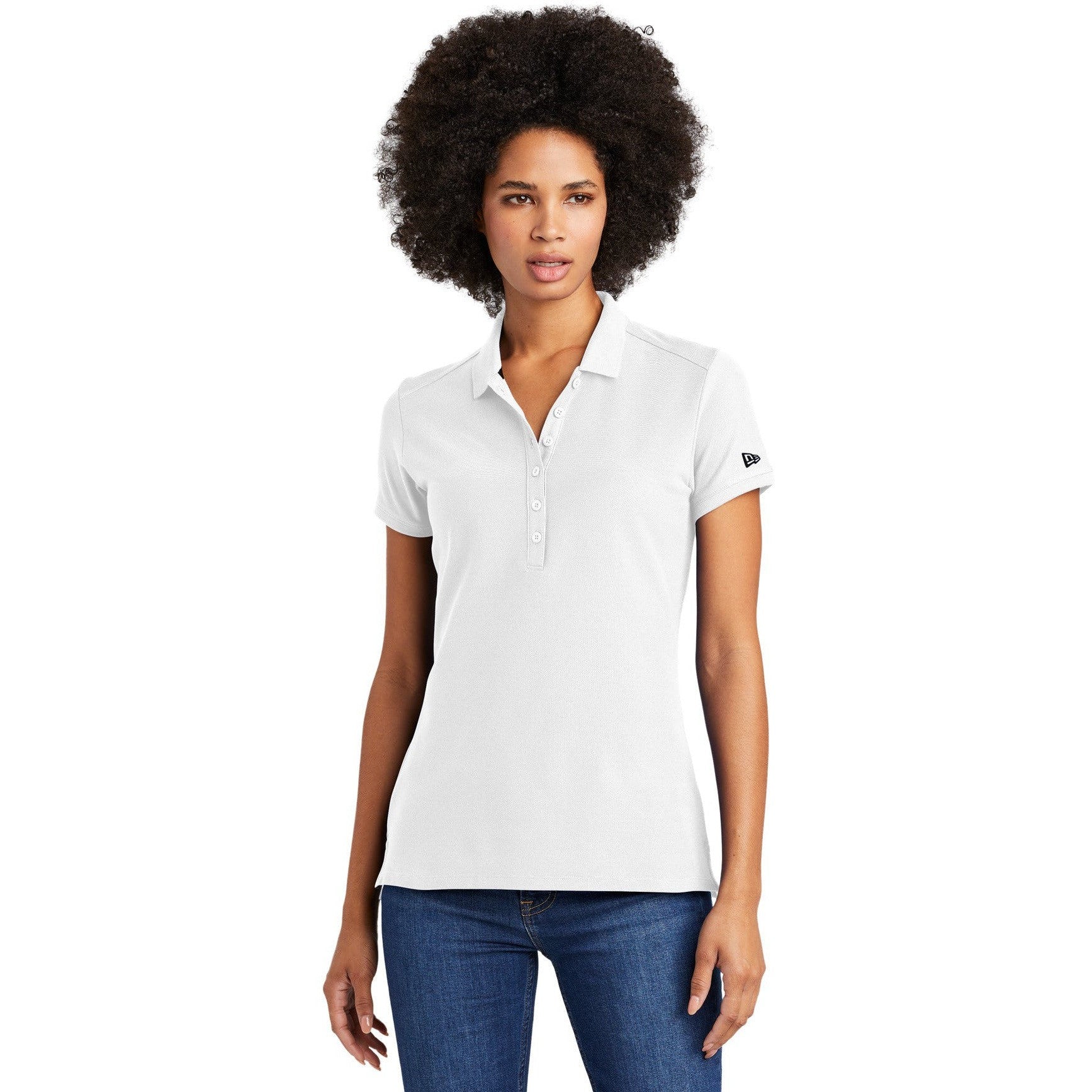 no-logo CLOSEOUT - New Era Ladies Venue Home Plate Polo-New Era-White-M-Thread Logic