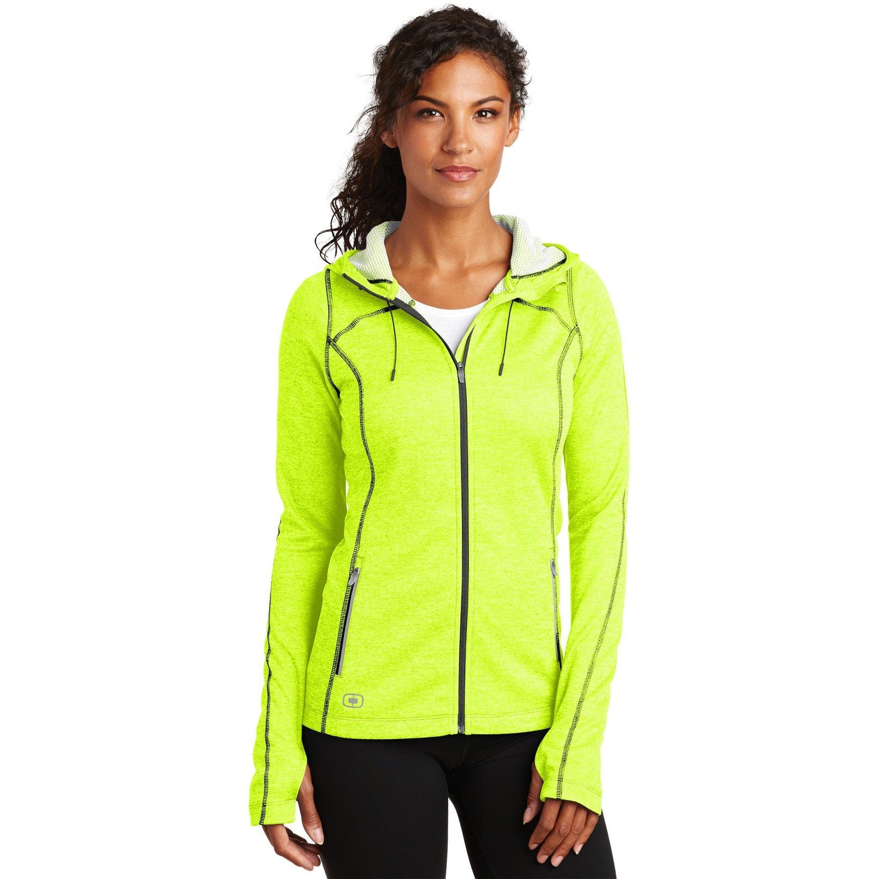 no-logo CLOSEOUT - OGIO Ladies Pursuit Full-Zip-OGIO-Pace Yellow-M-Thread Logic