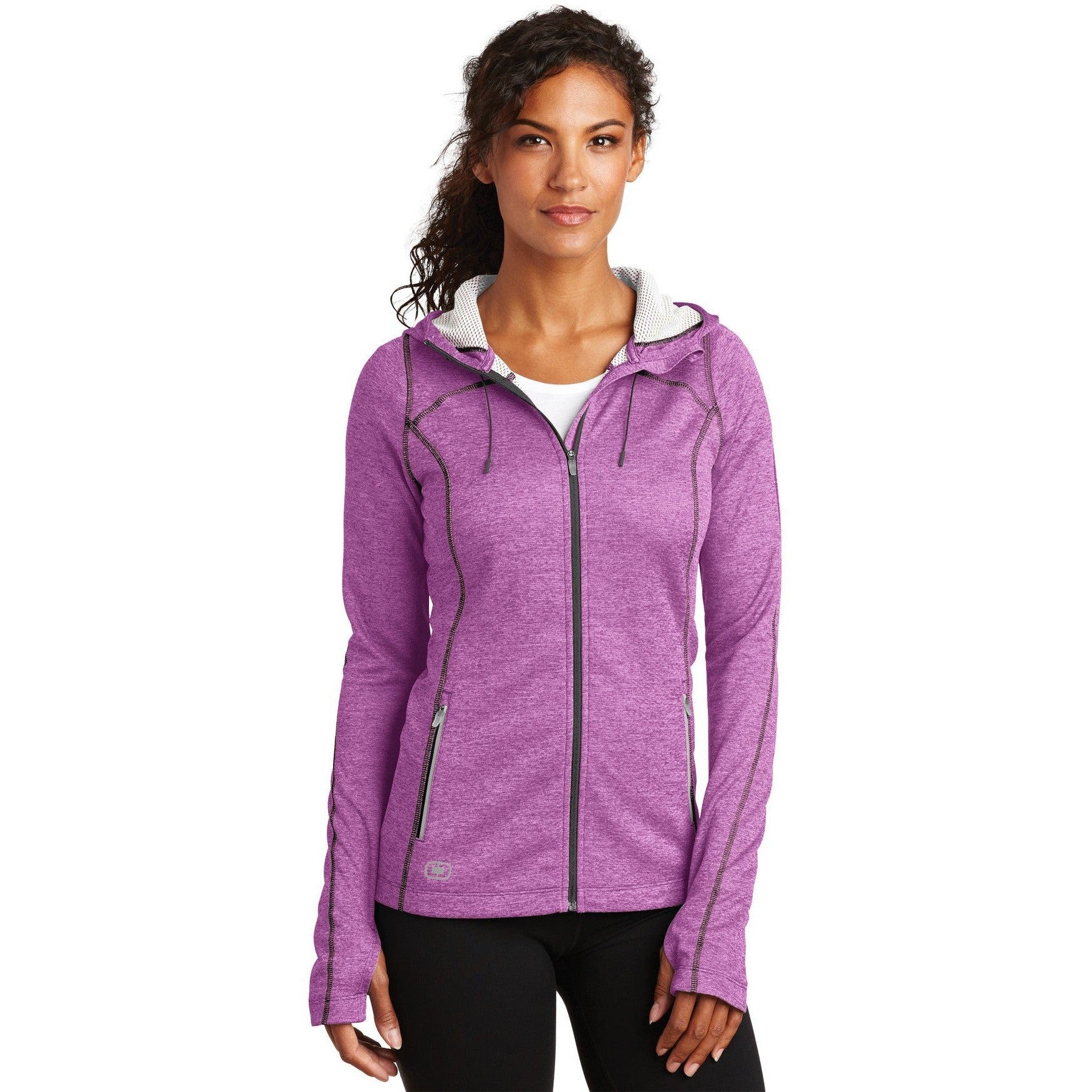 no-logo CLOSEOUT - OGIO Ladies Pursuit Full-Zip-OGIO-Purple Impact-M-Thread Logic