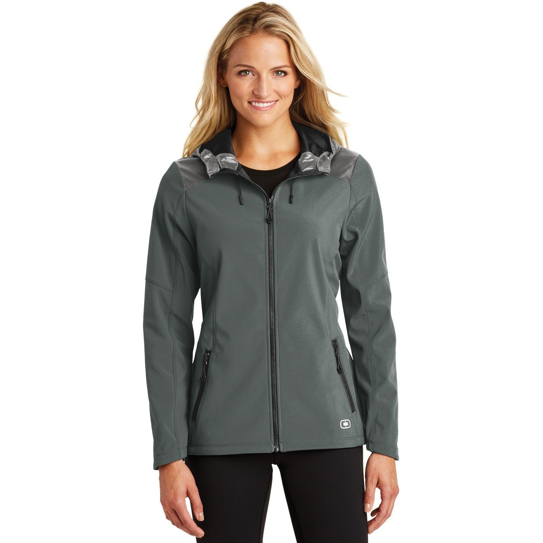 no-logo CLOSEOUT - OGIO Ladies Liquid Jacket-OGIO-Diesel Grey-L-Thread Logic