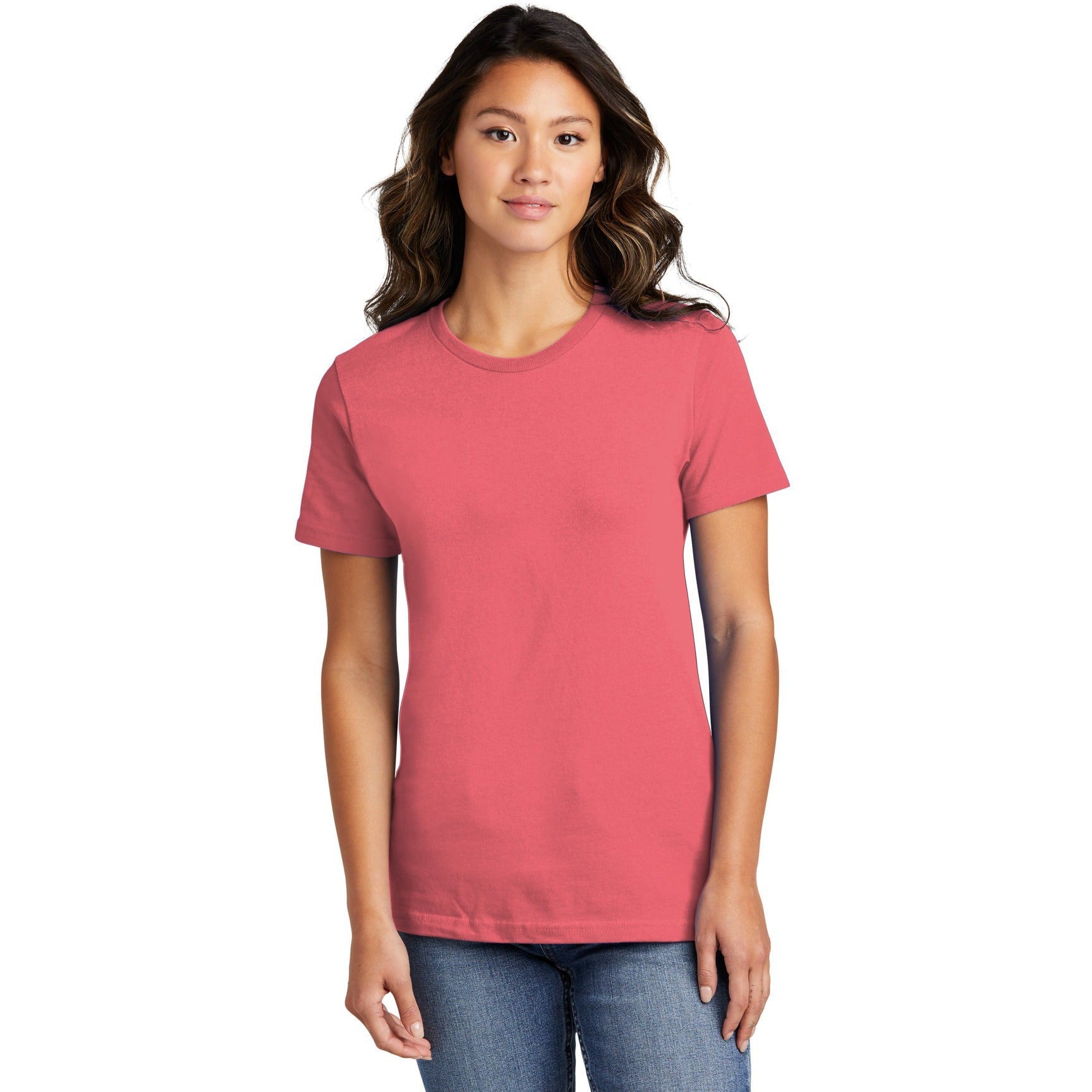 no-logo CLOSEOUT - Port & Company Ladies Ring Spun Cotton Tee-Port & Company-Coral-XS-Thread Logic