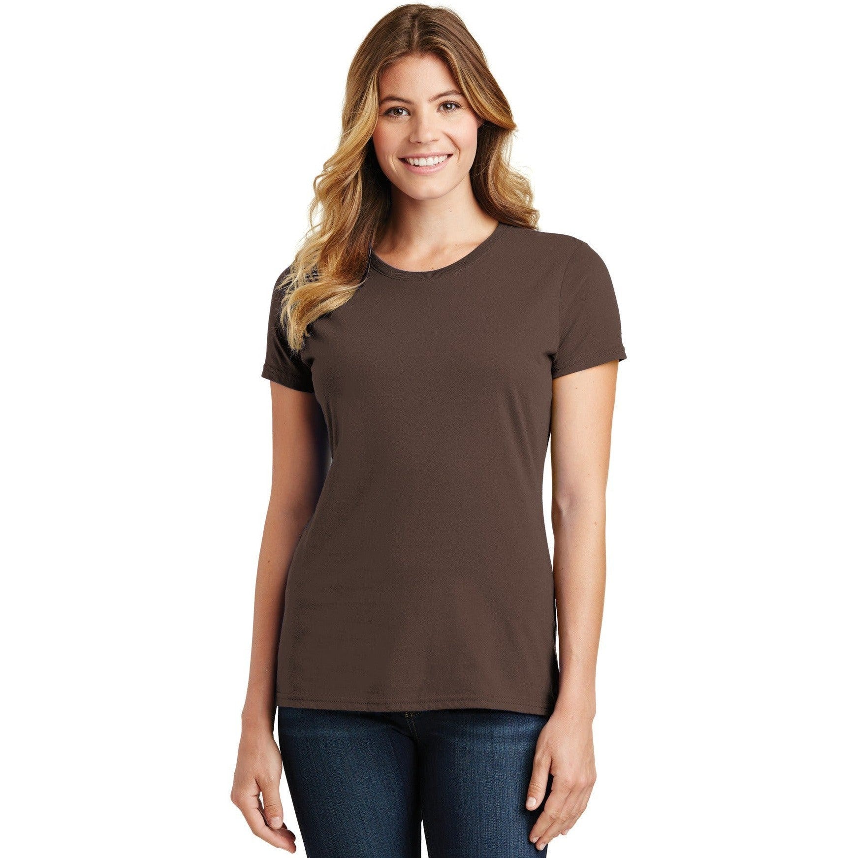 no-logo CLOSEOUT - Port & Company Ladies Fan Favorite Tee-Port & Company-Dark Chocolate Brown-M-Thread Logic
