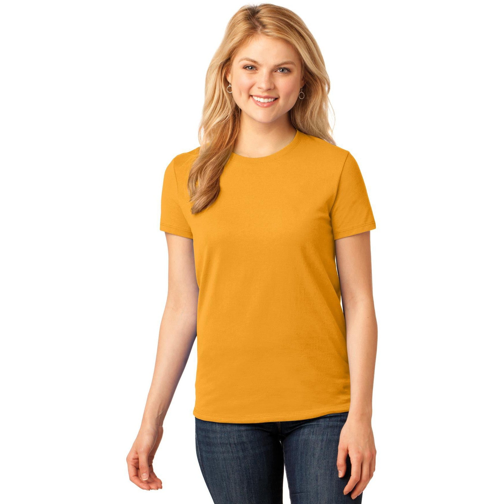 no-logo CLOSEOUT - Port & Company Ladies Core Cotton Tee-Port & Company-Gold-XS-Thread Logic