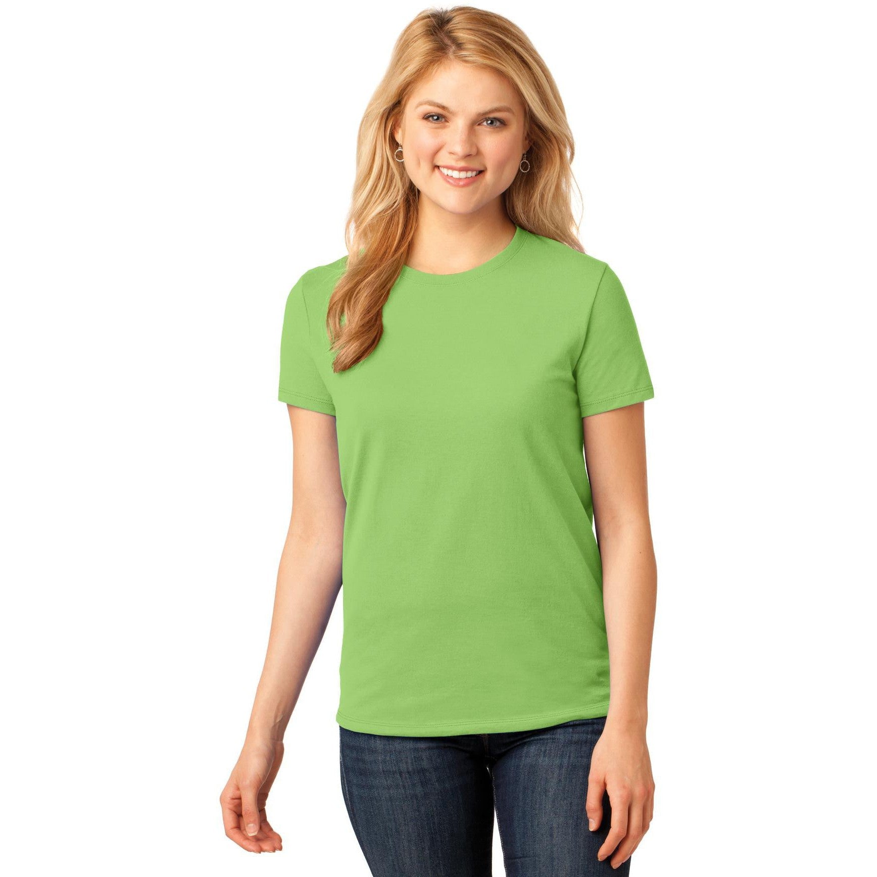 no-logo CLOSEOUT - Port & Company Ladies Core Cotton Tee-Port & Company-Lime-XS-Thread Logic