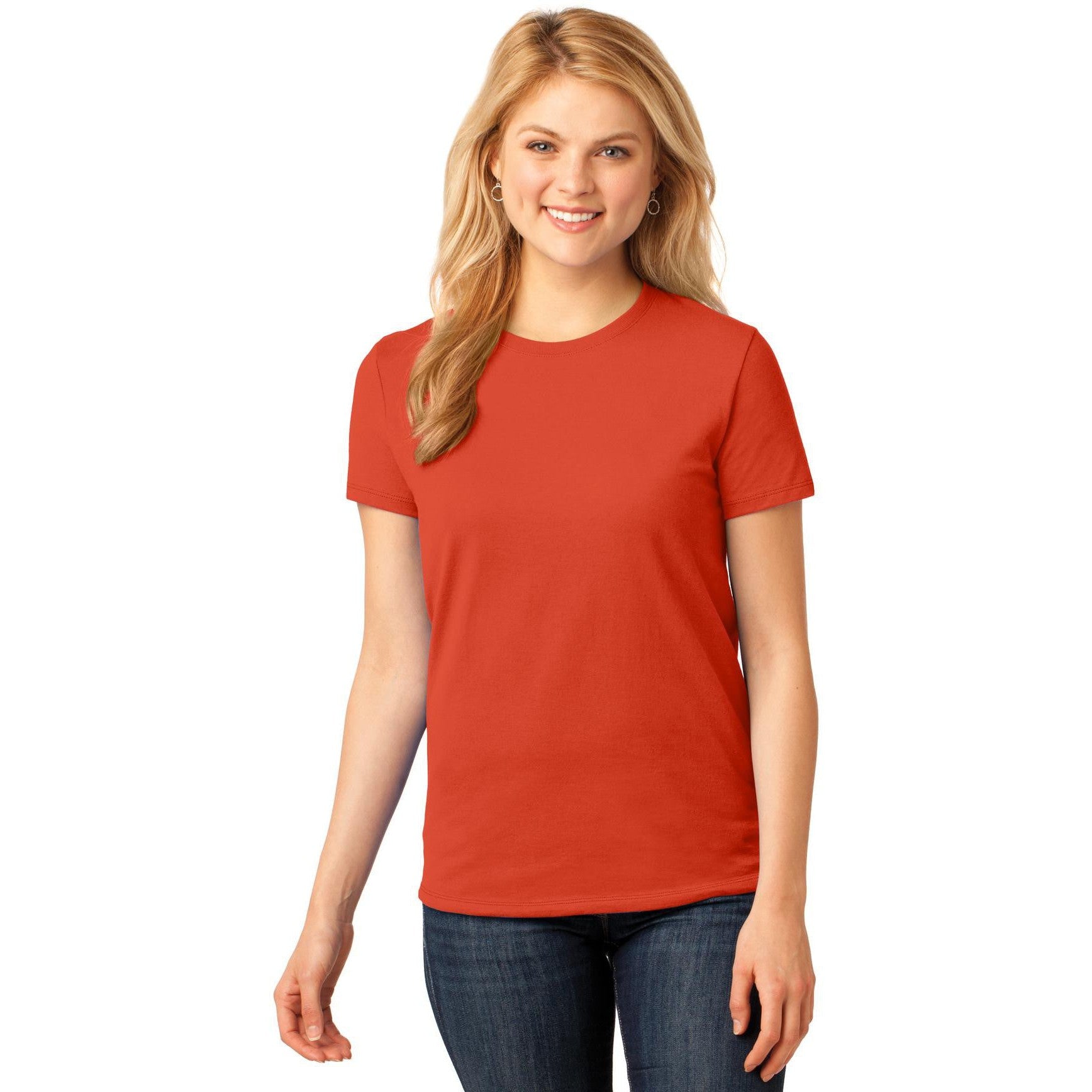 no-logo CLOSEOUT - Port & Company Ladies Core Cotton Tee-Port & Company-Orange-XS-Thread Logic