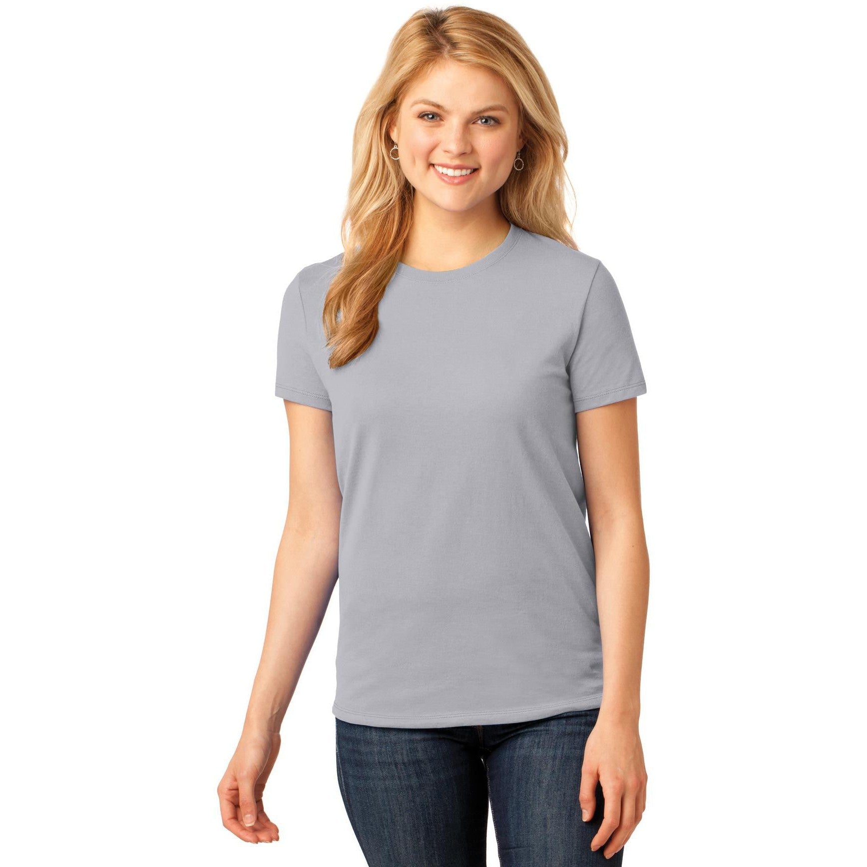 no-logo CLOSEOUT - Port & Company Ladies Core Cotton Tee-Port & Company-Silver-XXL-Thread Logic