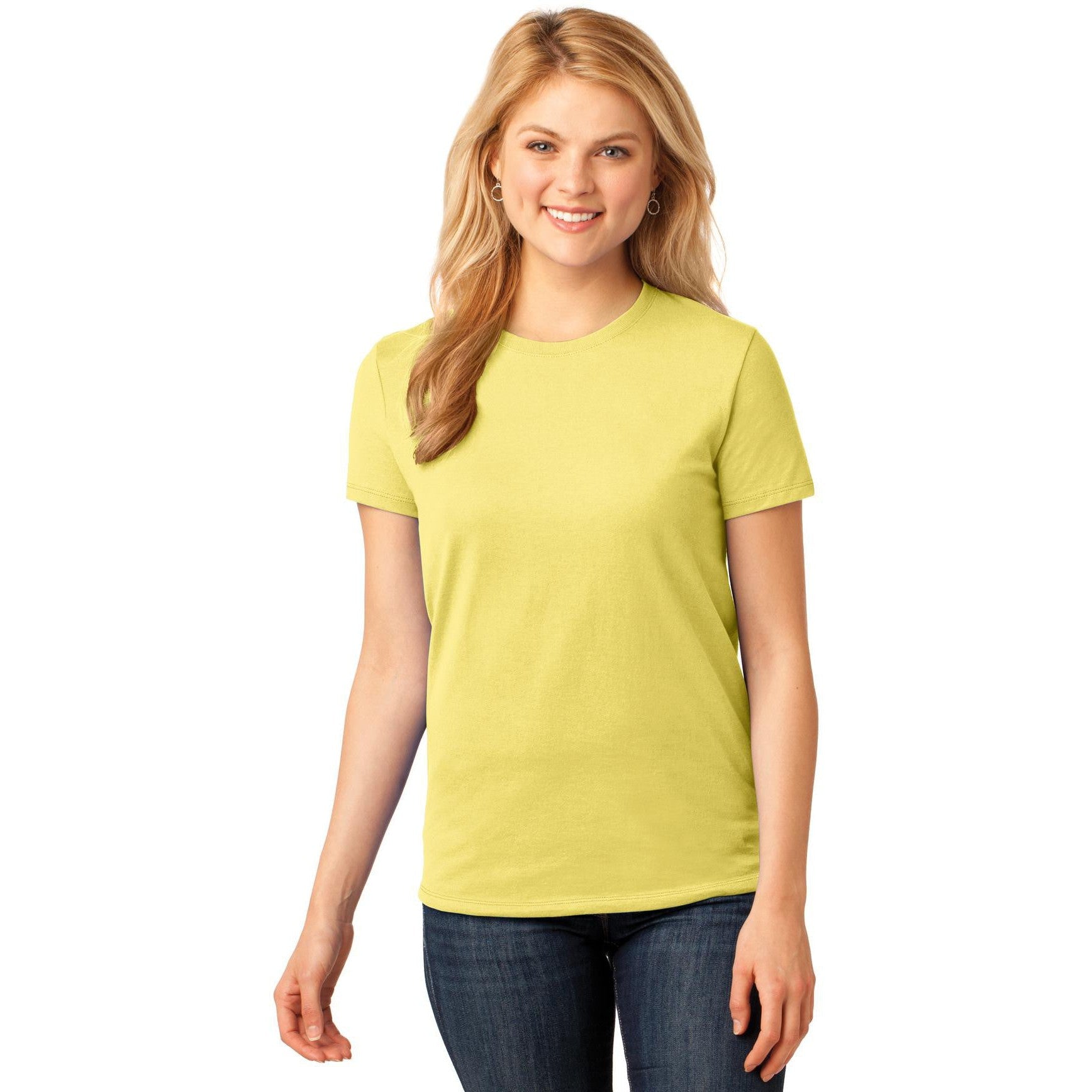 no-logo CLOSEOUT - Port & Company Ladies Core Cotton Tee-Port & Company-Yellow-M-Thread Logic