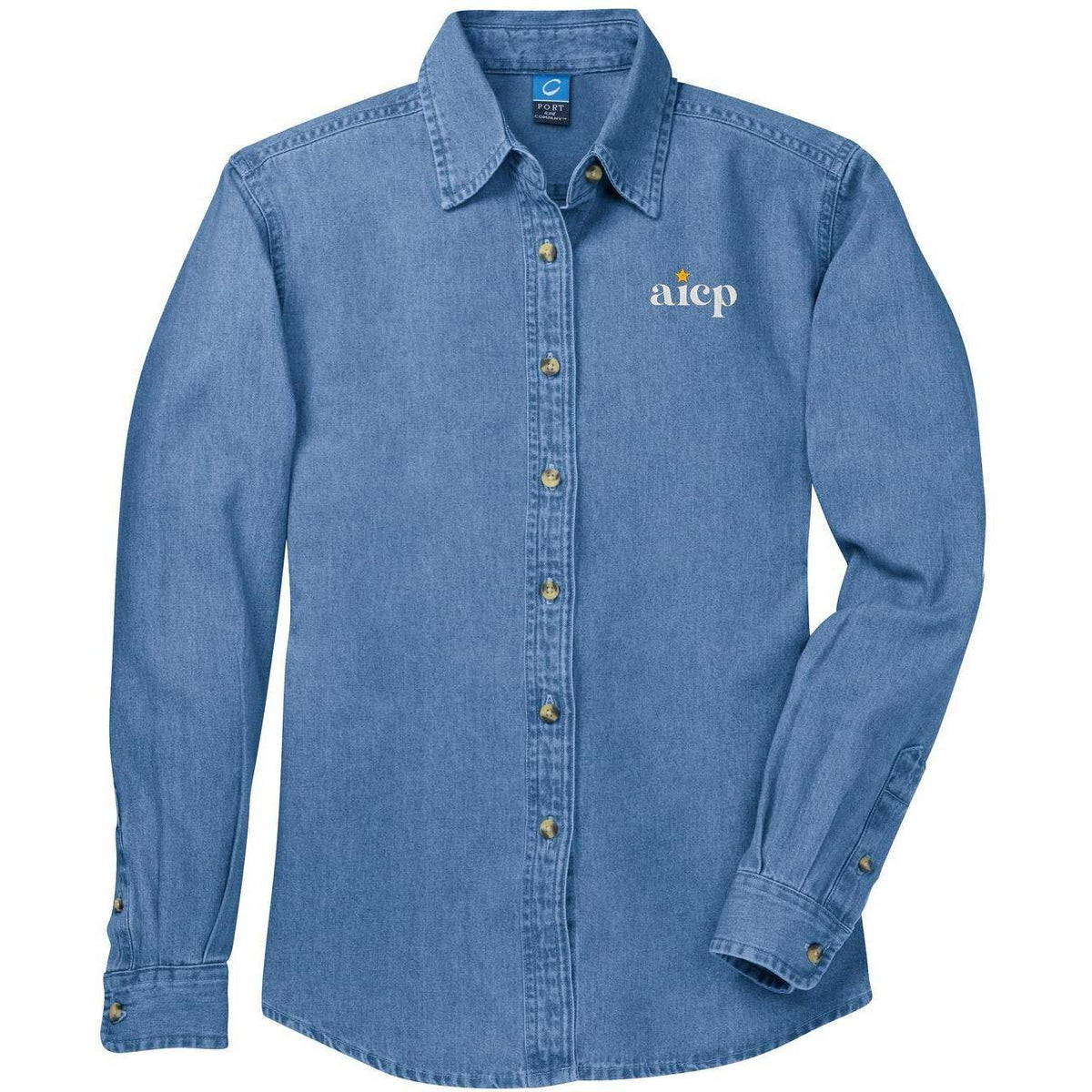 no-logo Port & Company Women's Denim Shirt-Dress Shirts-Port & Company-Thread Logic