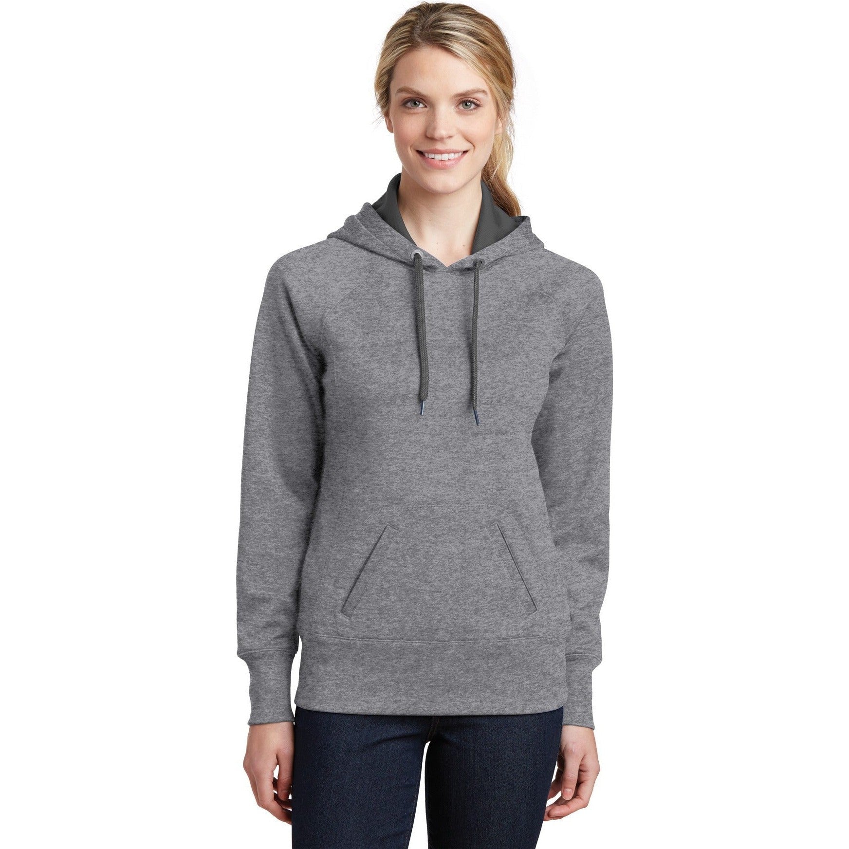 no-logo CLOSEOUT - Sport-Tek Ladies Tech Fleece Hooded Sweatshirt-Sport-Tek-Vintage Heather-XS-Thread Logic