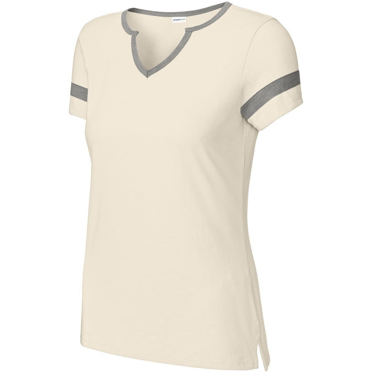 no-logo Sport-Tek Ladies Halftime Notch Neck Tee-Sport-Tek-Ecru/Vintage Heather-XS-Thread Logic